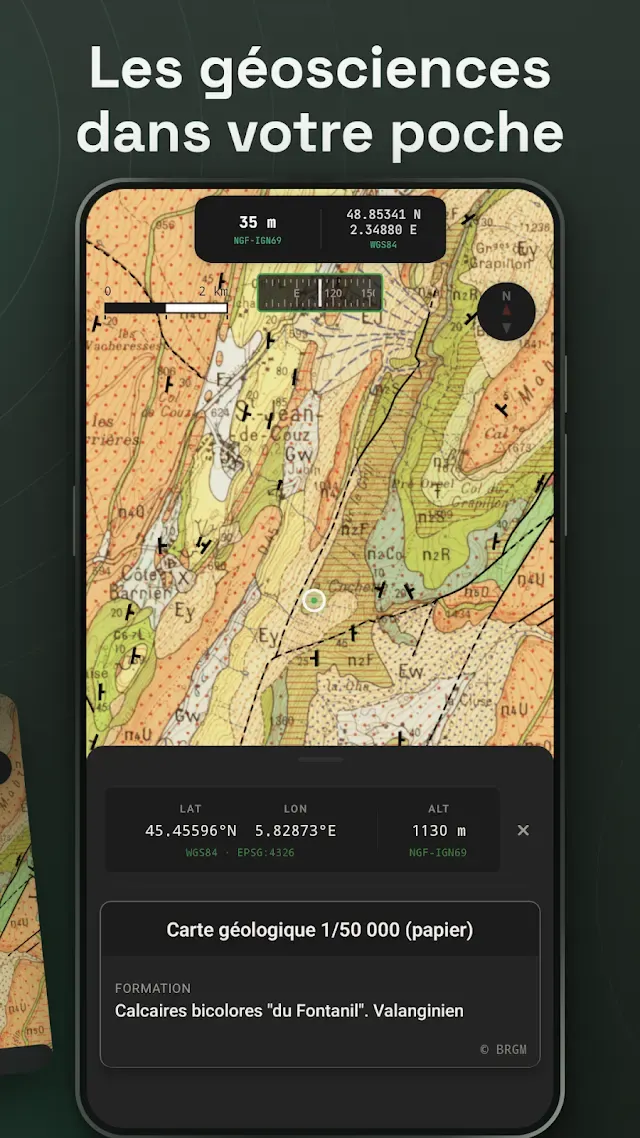 Geological map shown in the Pangée app